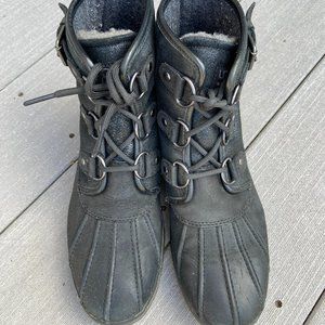 Black Leather UGG Ankle Boots Size 7